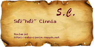 Sáhó Cinnia névjegykártya